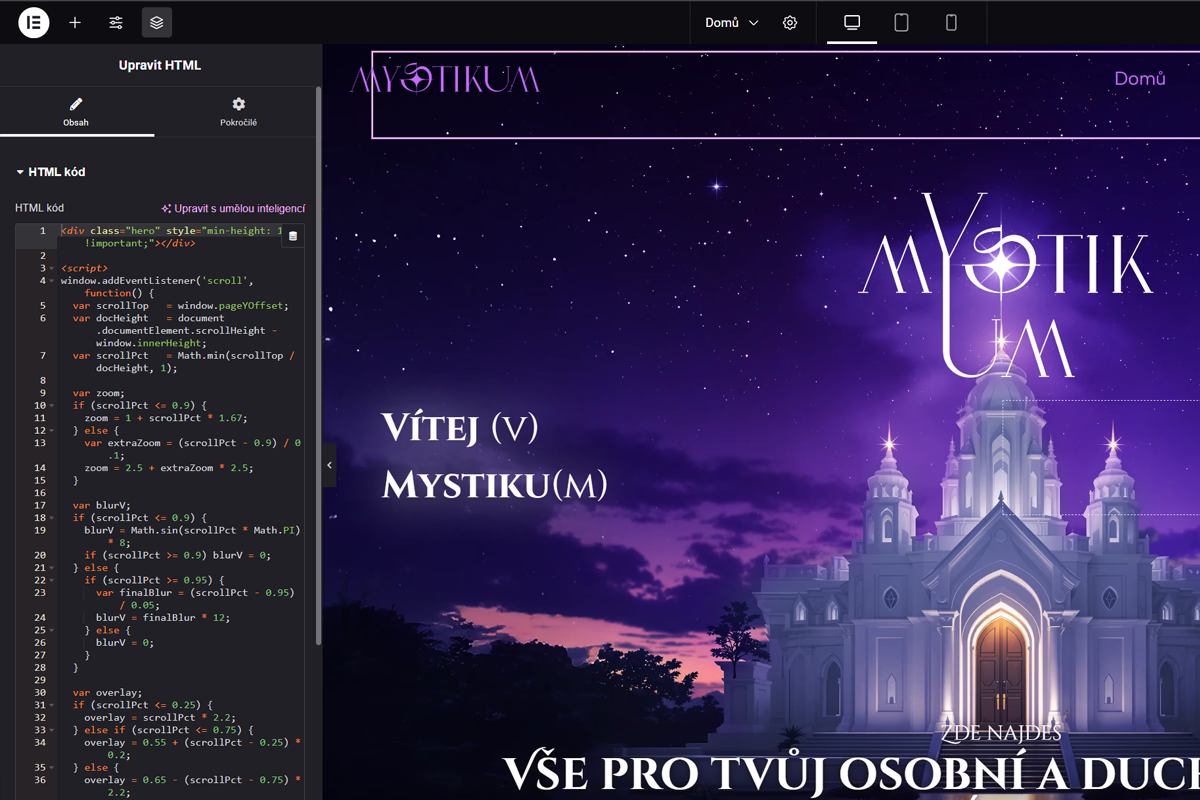 Vlastní kód v rámci WordPressu