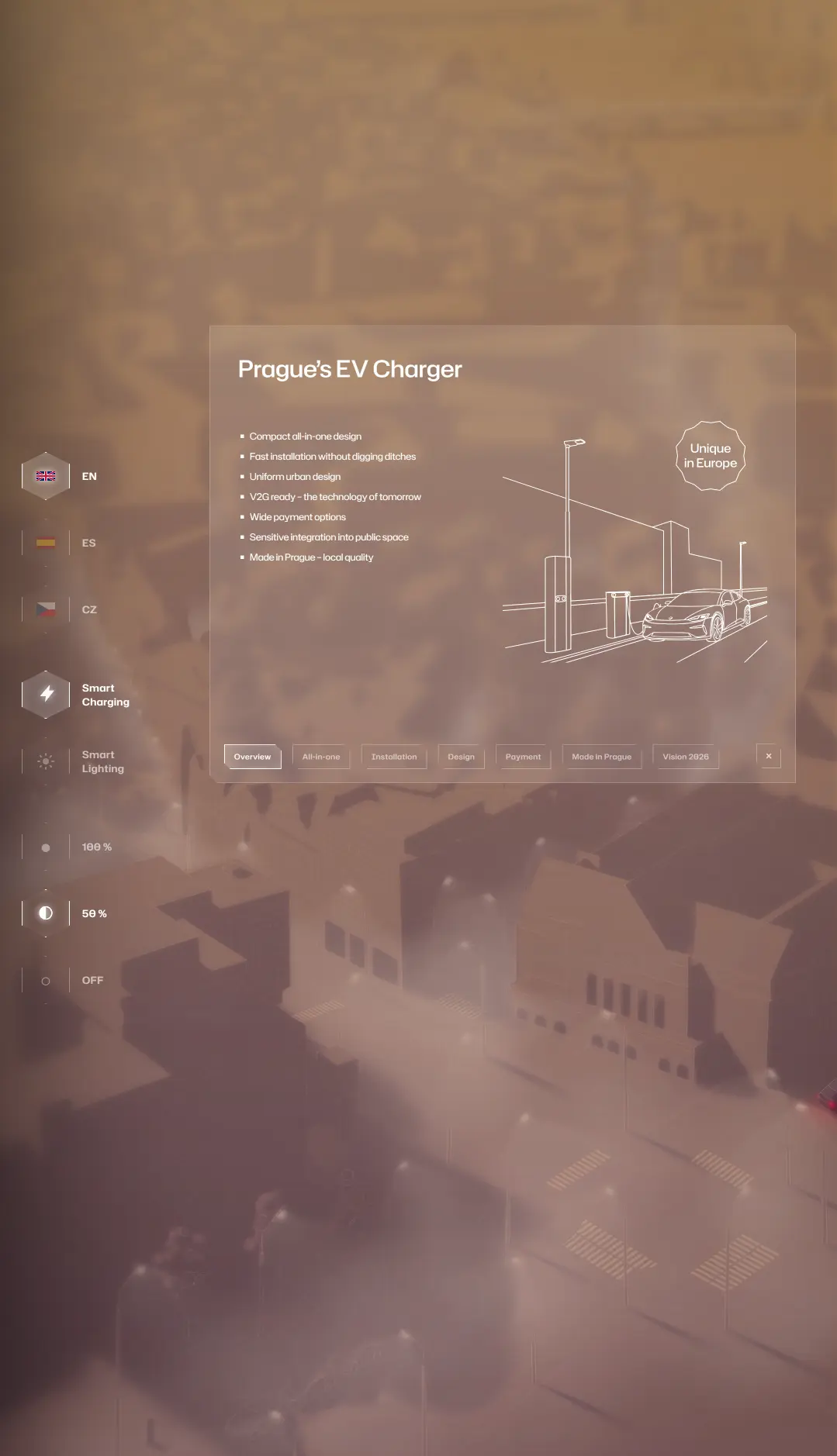 Detail prototypu nabíječky v aplikaci